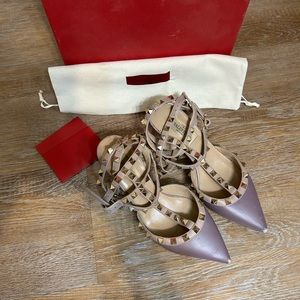 Valentino Rockstud Ankle Strap Caged Heels 65mm